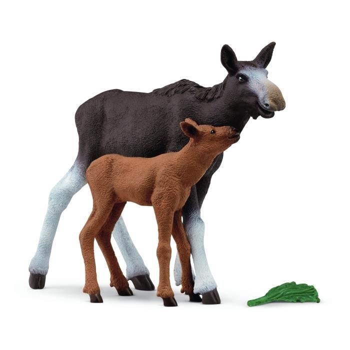 Figurine Élan Femelle avec Veau Coffret schleich avec maman élan et son bébé pour enfants des 3 ans - Schleich