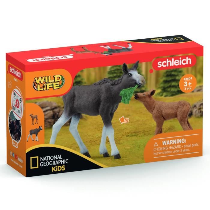 Figurine Élan Femelle avec Veau Coffret schleich avec maman élan et son bébé pour enfants des 3 ans - Schleich