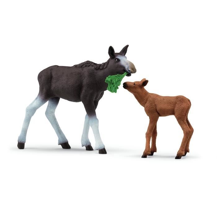 Figurine Élan Femelle avec Veau Coffret schleich avec maman élan et son bébé pour enfants des 3 ans - Schleich