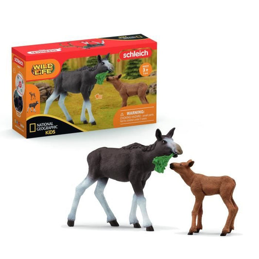 Figurine Élan Femelle avec Veau Coffret schleich avec maman élan et son bébé pour enfants des 3 ans - Schleich