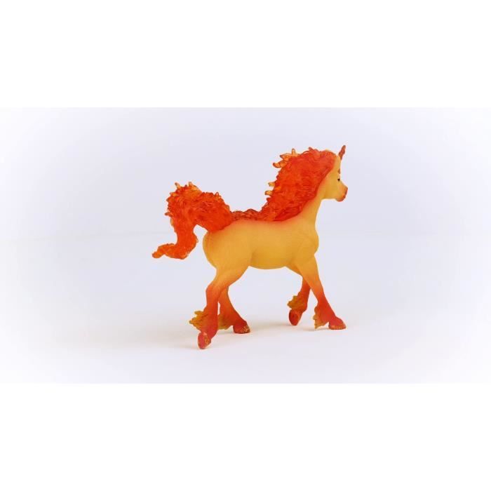 Figurine Étalon Licorne de Feu Elementa - Figurine Cheval schleich a la Criniere et Queue Transparentes