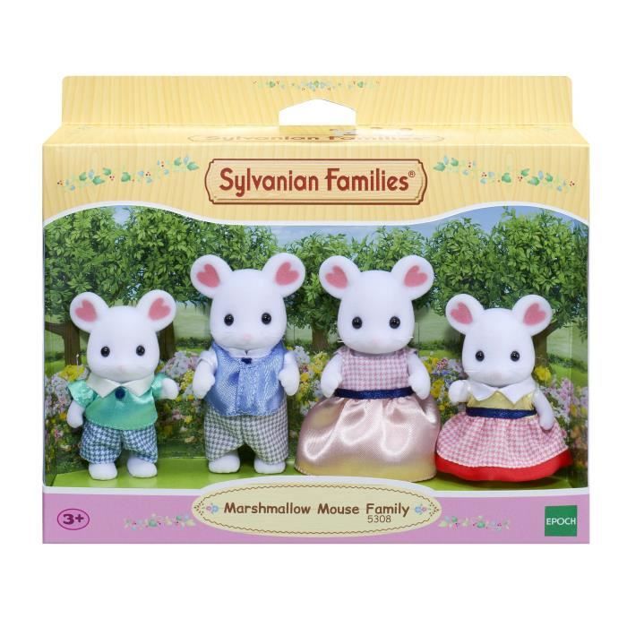 Figurine Famille Souris Marshmallow Sylvanian - SYLVANIAN FAMILIES - 5308 - Articulée et Habillée - Mixte