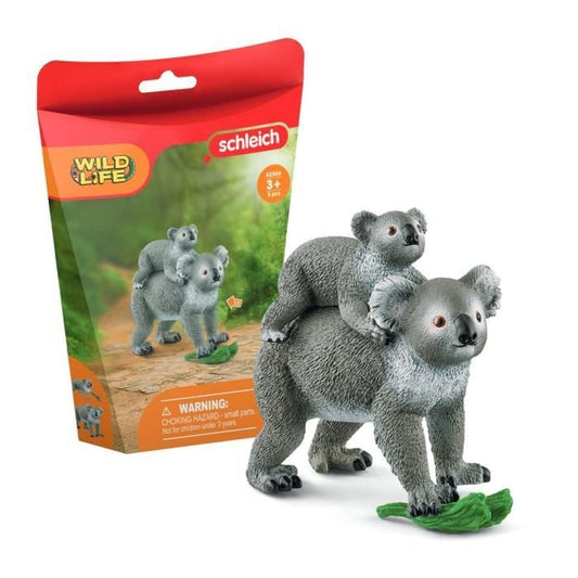 Figurine Maman et Bébé Koala pour enfants des 3 ans 13,6 x 5,8 x 19,2 cm -Schleich 42566 WILD LIFE