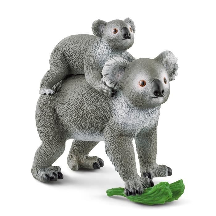 Figurine Maman et Bébé Koala pour enfants des 3 ans 13,6 x 5,8 x 19,2 cm -Schleich 42566 WILD LIFE