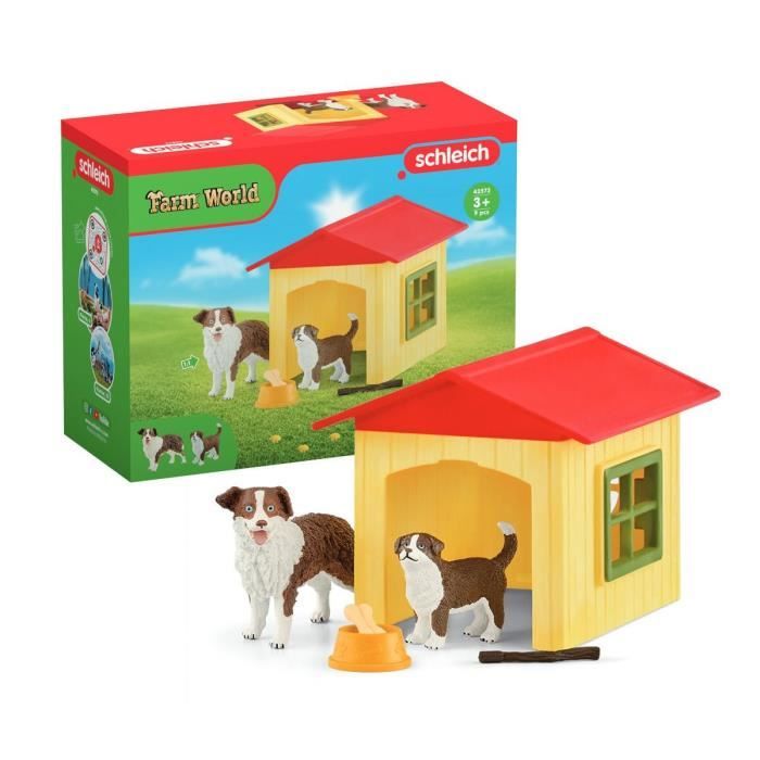 Figurine Niche pour Chien pour enfants des 3 ans coffret 18,8 x 8,2 x 14,7 cm - Schleich 42573 FARM WORLD