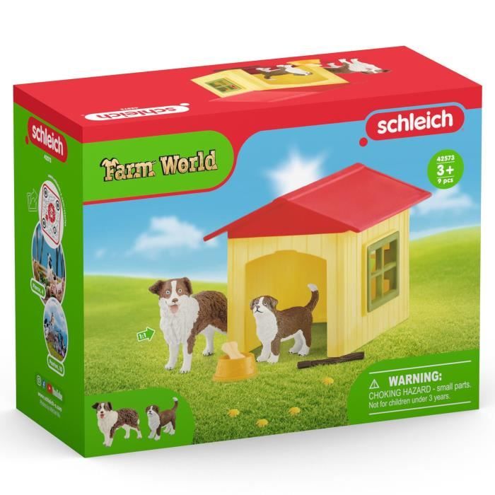 Figurine Niche pour Chien pour enfants des 3 ans coffret 18,8 x 8,2 x 14,7 cm - Schleich 42573 FARM WORLD