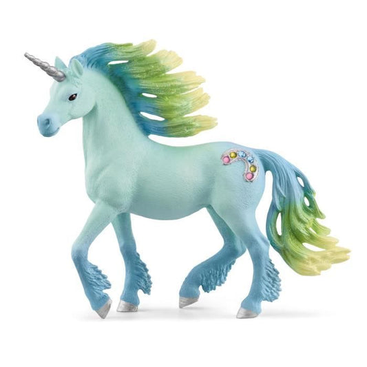 Figurine - SCHLEICH - Licorne Barbe a papa étalon - Doux pelage - Univers bayala