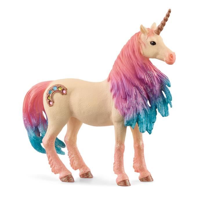 Figurine - SCHLEICH - Licorne Marshmalow jument - Pelage doux et criniere colorée