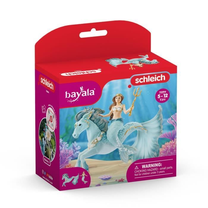 Figurine Sirene Eyela sur cheval de mer - avec sa Baguette Magique - Schleich 70594 Bayala - Des 5 ans