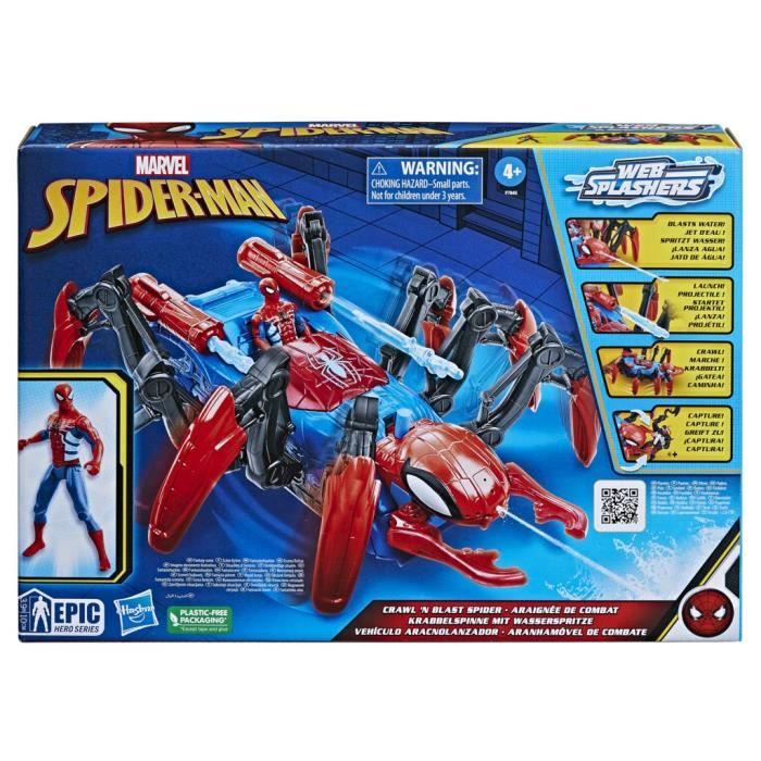 Figurine Spider-Man Véhicule Araignée de combat - Lance de l’eau et des projectiles - Des 4 ans - HASBRO Marvel