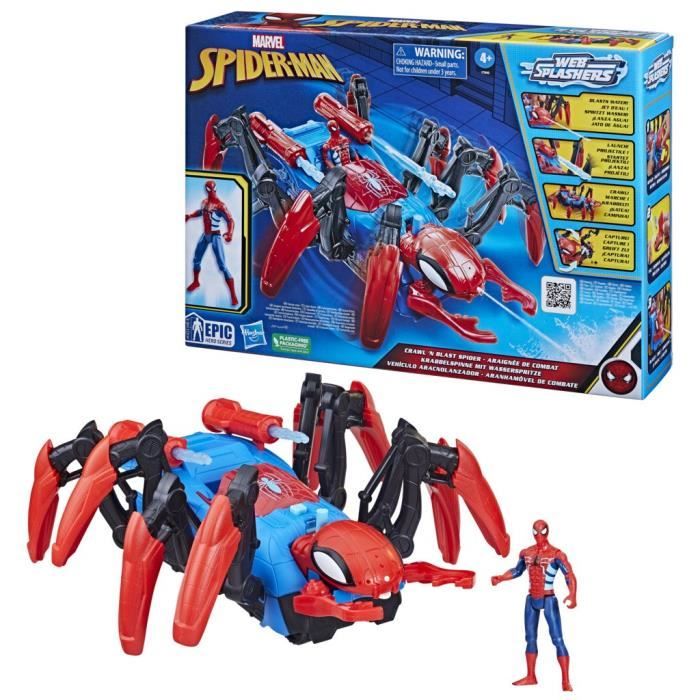 Figurine Spider-Man Véhicule Araignée de combat - Lance de l’eau et des projectiles - Des 4 ans - HASBRO Marvel