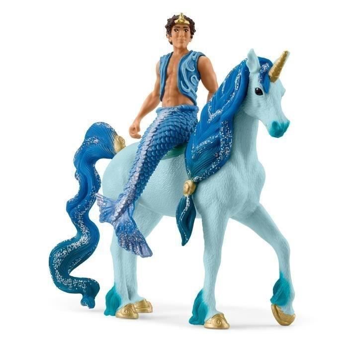 Figurine Trition Aryon et Licorne Bleue -Set de 2 Pieces - Jouets Durables pour Divertissement et Jeux de Simulation