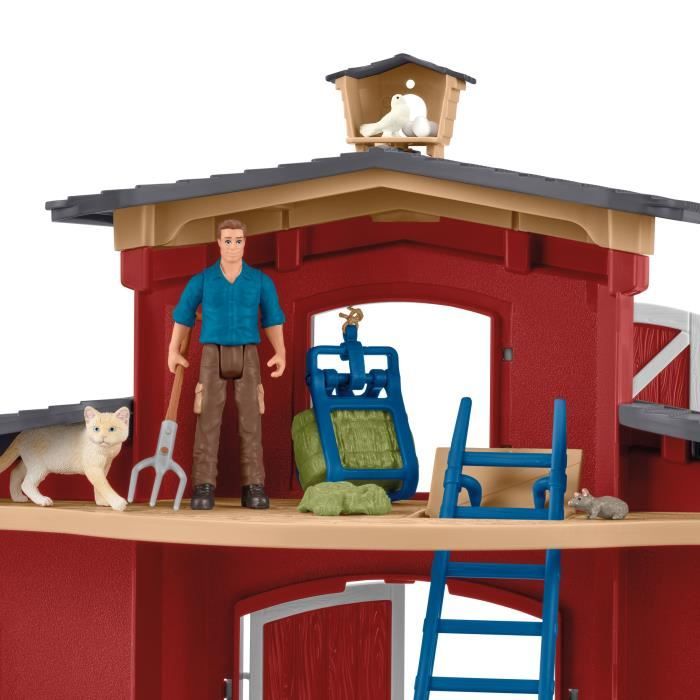 Figurines Animaux de la Ferme avec Accessoires - Coffret Ranch Américain Schleich de 92 Pieces avec Vache Cheval