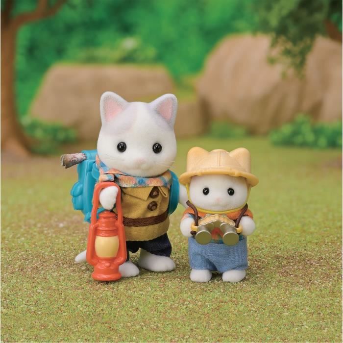 Figurines Articulées - SYLVANIAN FAMILIES - Fils et Bébé Chat Latté - Aventure en Foret Secrete