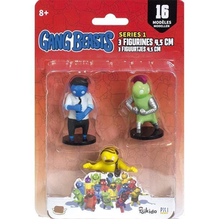 Figurines Gang Beasts - Lot de 3 - Lansay - Collection Loufoque - 4,5 cm