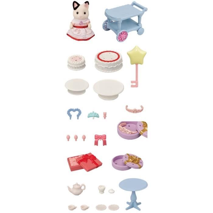 Figurines miniatures - SYLVANIAN FAMILIES - 5646 - La fille Chat bicolore et son goûter d’anniversaire