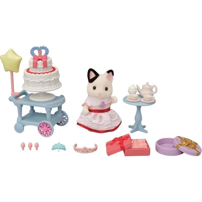 Figurines miniatures - SYLVANIAN FAMILIES - 5646 - La fille Chat bicolore et son goûter d’anniversaire