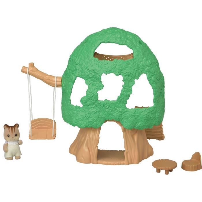 Maisonnette verte en forme d’arbre avec balançoires pour Figurines Miniatures Sylvanian Families