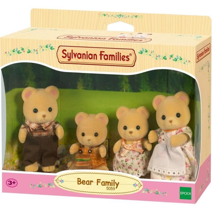 Figurines miniatures - SYLVANIAN FAMILIES - La famille Ours - 4 personnages articulés et habillés avec soin