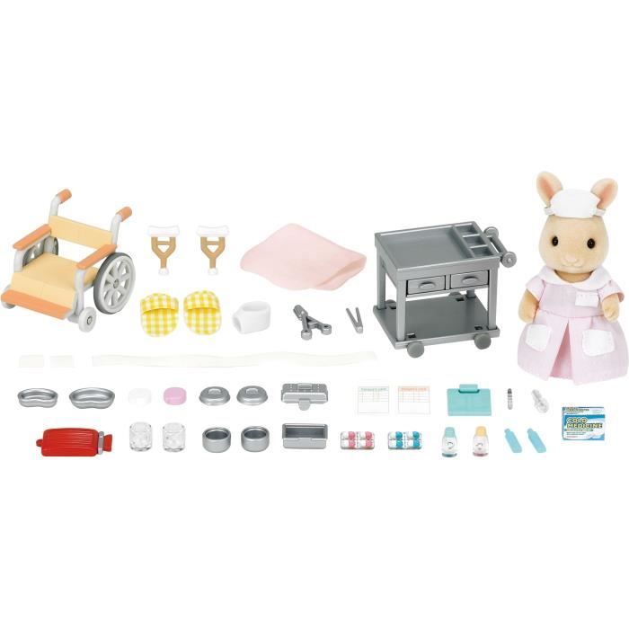 Figurines miniatures - SYLVANIAN FAMILIES - L’infirmiere et accessoires pour soigner et nourrir les patients