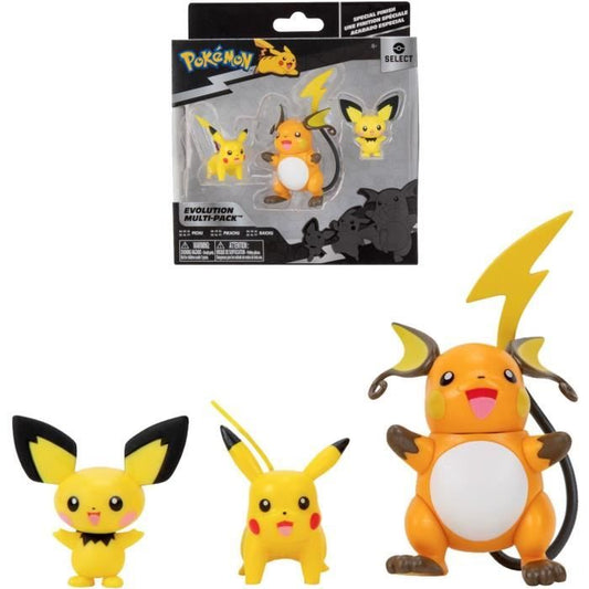 Figurines Pokémon Bandai - Pack évolution Pichu Pikachu et Raichu