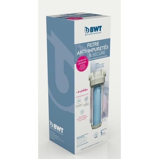 Filtre - BWT - B.SECURE - anti-impuretés 25µm - antibact - Protege santé canalisations et équipements ménagers