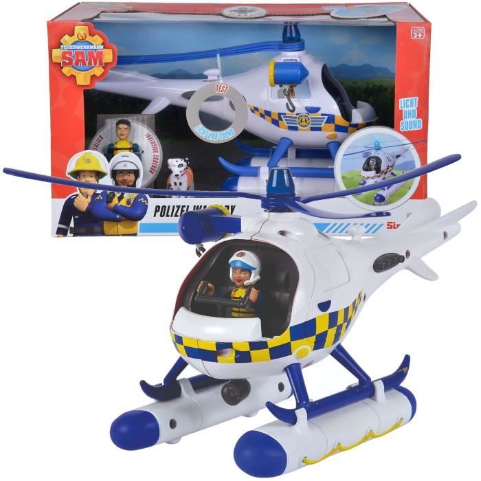 Fireman Sam Wallaby hélicoptere de police son et lumiere + figurine