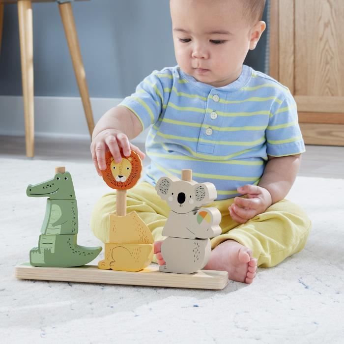 Fisher-Price-Animaux en Bois a Empiler et Trier 10 pieces HXV04