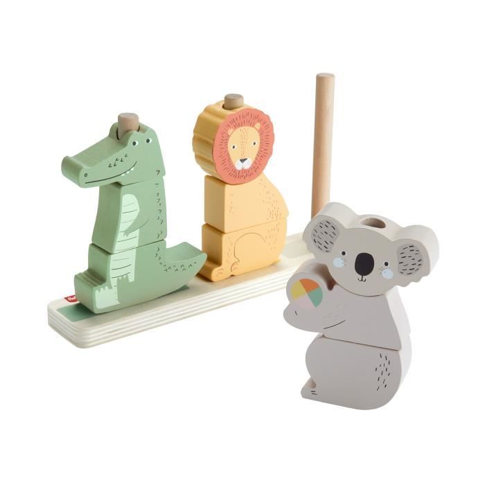 Fisher-Price-Animaux en Bois a Empiler et Trier 10 pieces HXV04