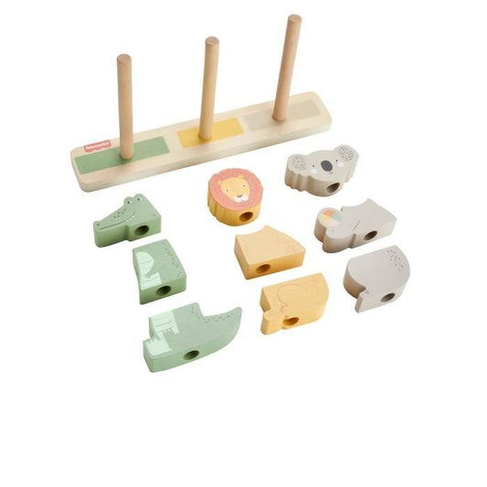 Fisher-Price-Animaux en Bois a Empiler et Trier 10 pieces HXV04