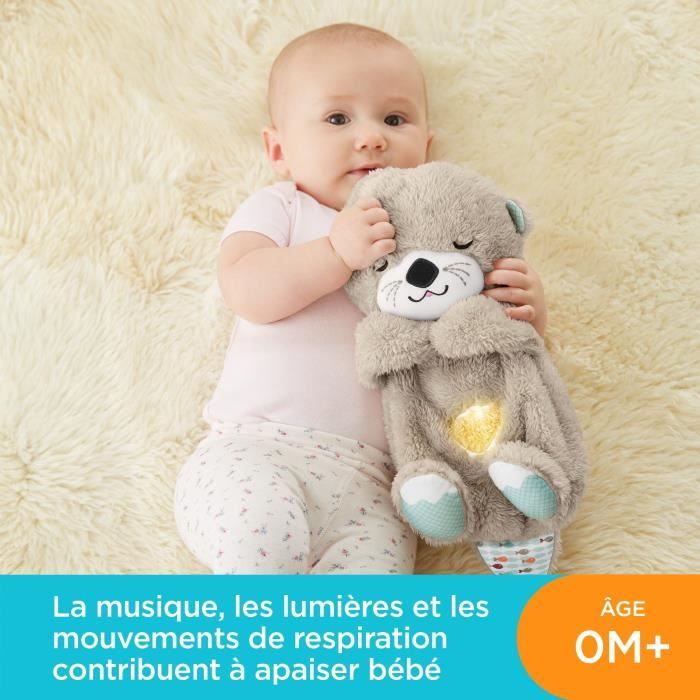 Fisher-Price - Ma Loutre Câlins Bonne Nuit - Peluche Veilleuse Bébé Musicale et Lumineuse - Jouet d’Eveil