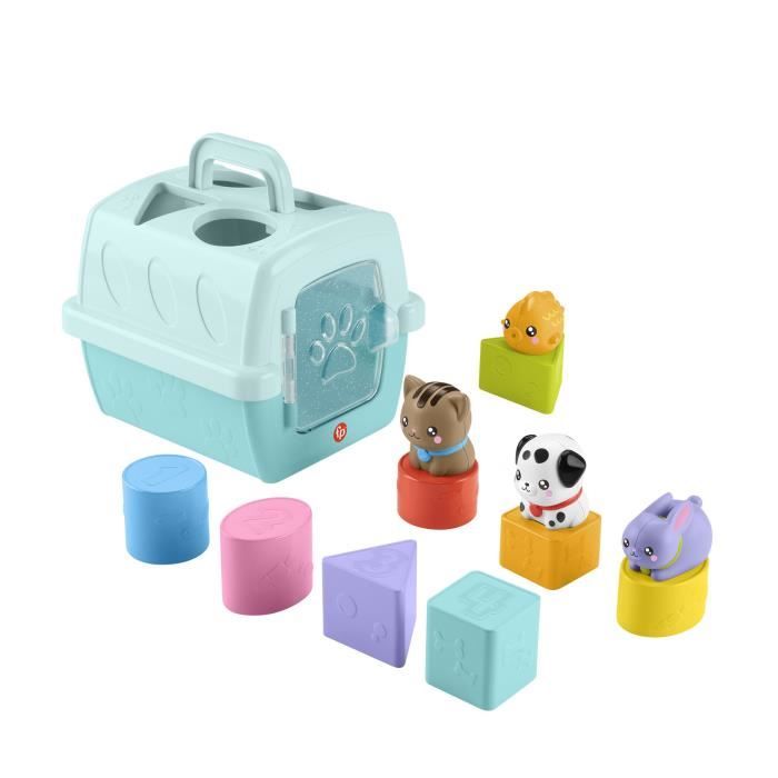 Fisher-Price-Trieur Caisse de Transport d’Animaux-Trieur 8 blocs HTW93