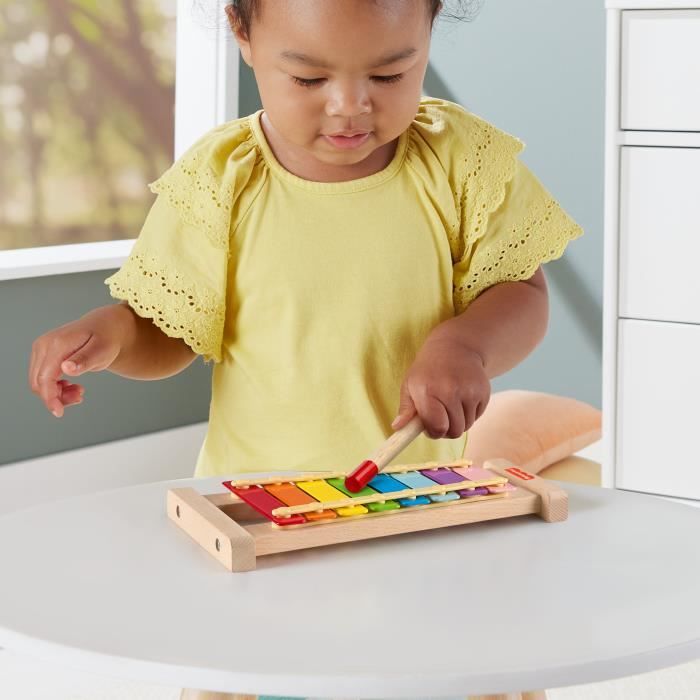 Fisher-Price-Xylophone en bois instrument de musique avec 2 pieces HXV13