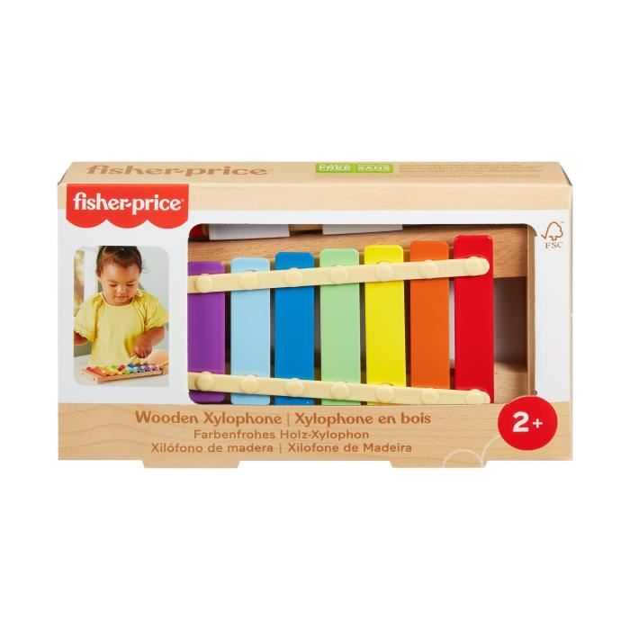 Fisher-Price-Xylophone en bois instrument de musique avec 2 pieces HXV13