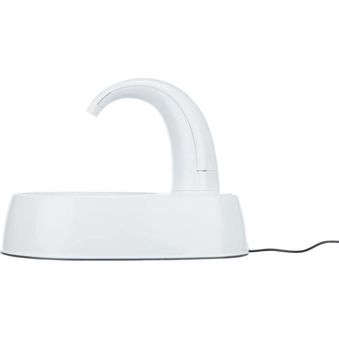 Fontaine a boire TRIXIE Curved Stream - Plastique - 2,5L - 25 × 24,5 × 35 cm - Blanc - Paloma Tech