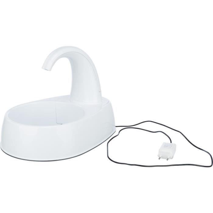 Fontaine a boire TRIXIE Curved Stream - Plastique - 2,5L - 25 × 24,5 × 35 cm - Blanc - Paloma Tech