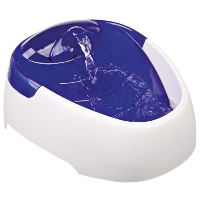 Fontaine a boire TRIXIE Duo Stream - Plastique - 1L - 20 × 12 × 23 cm - Blanc et bleu - Paloma Tech