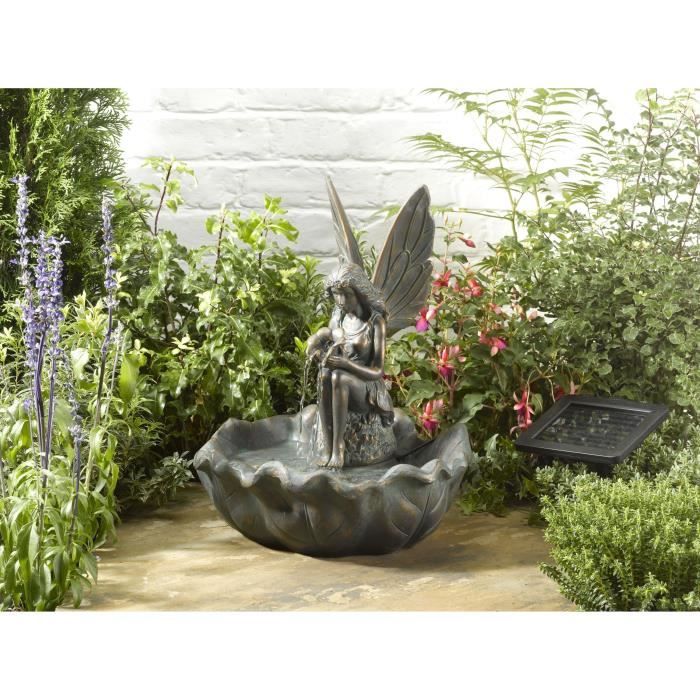 Fontaine Solaire - SMARDTV - Fée - Effet Bronze Sophistiqué - Résine et Plastique - 43x34x34cm - Paloma Tech