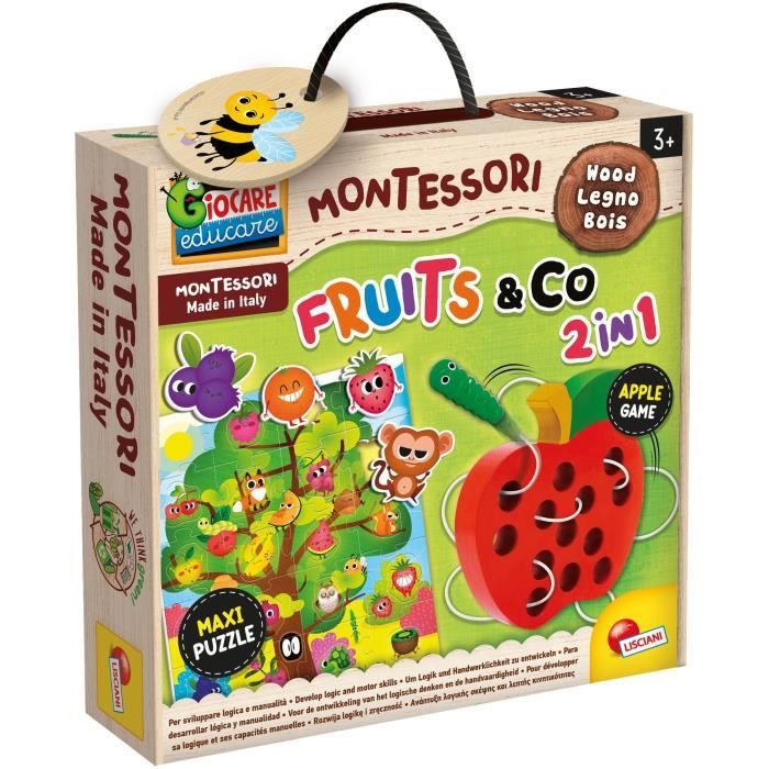 Fruit & Co 2 en 1 - jeu d’apprentissage en bois - basé sur la méthode Montessori - LISCIANI