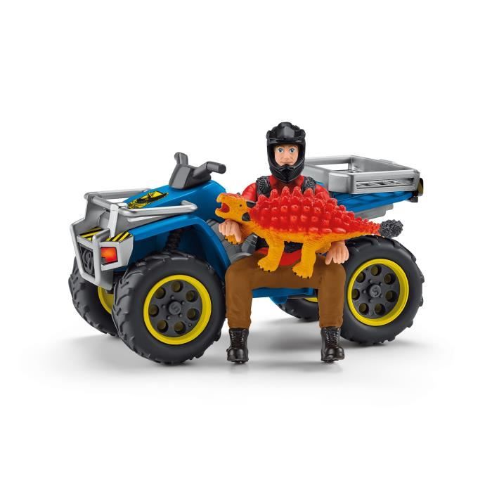 Fuite sur quad face au vélociraptor - Ensemble de Jouets Préhistoriques de 5 Pieces pour Garçons et Filles a Partir