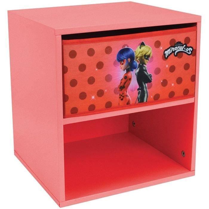 Fun house miraculous ladybug chevet avec tiroir h.36 x l.33 x p. 30 cm - Paloma Tech