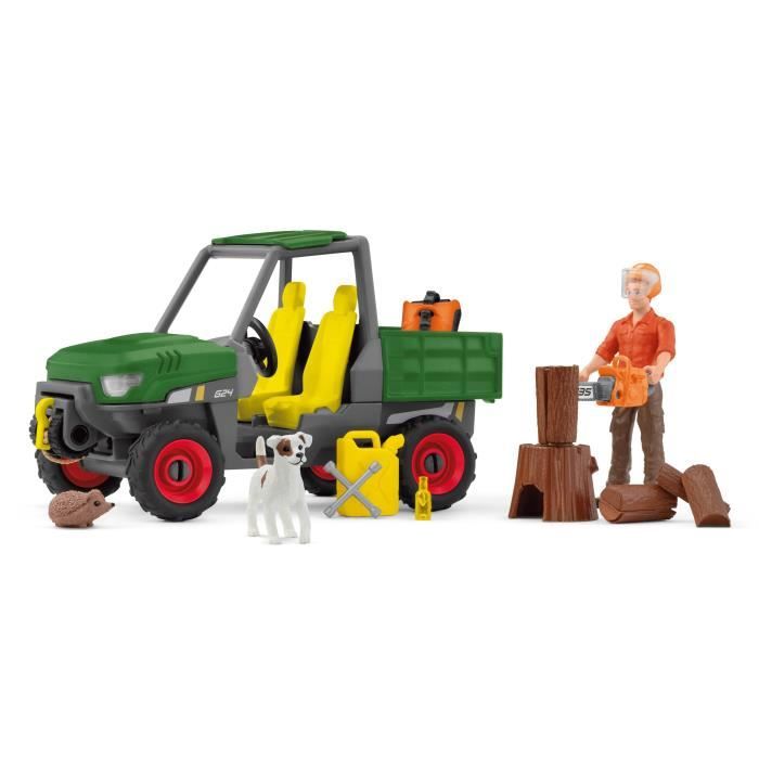 Garde forestier avec véhicule Coffret Schleich 42659 Farm World pour enfant des 5 ans