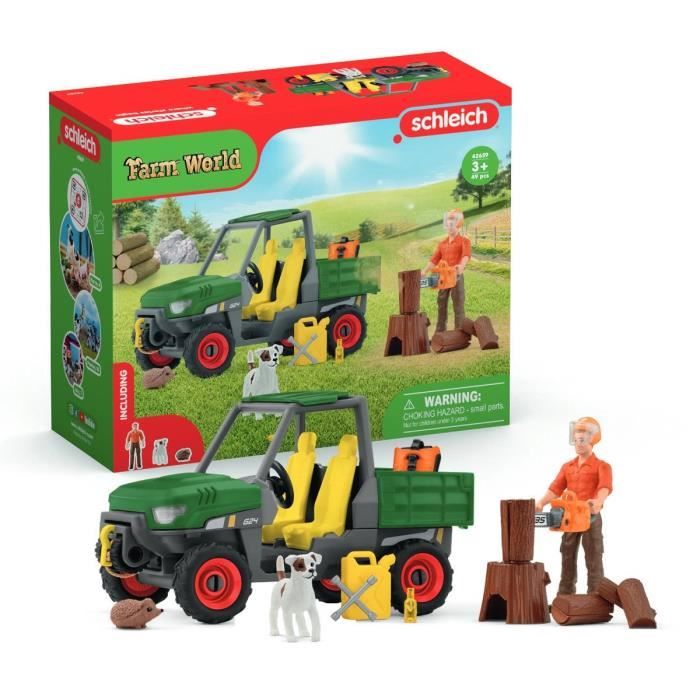 Garde forestier avec véhicule Coffret Schleich 42659 Farm World pour enfant des 5 ans