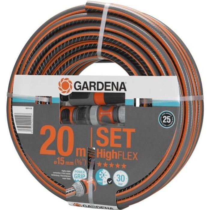 GARDENA Kit tuyau d'arrosage Comfort HighFLEX  Longueur 20m  Ø15mm  Anti noeud et indéformable  Garantie 20 ans (18074-26) - Paloma Tech