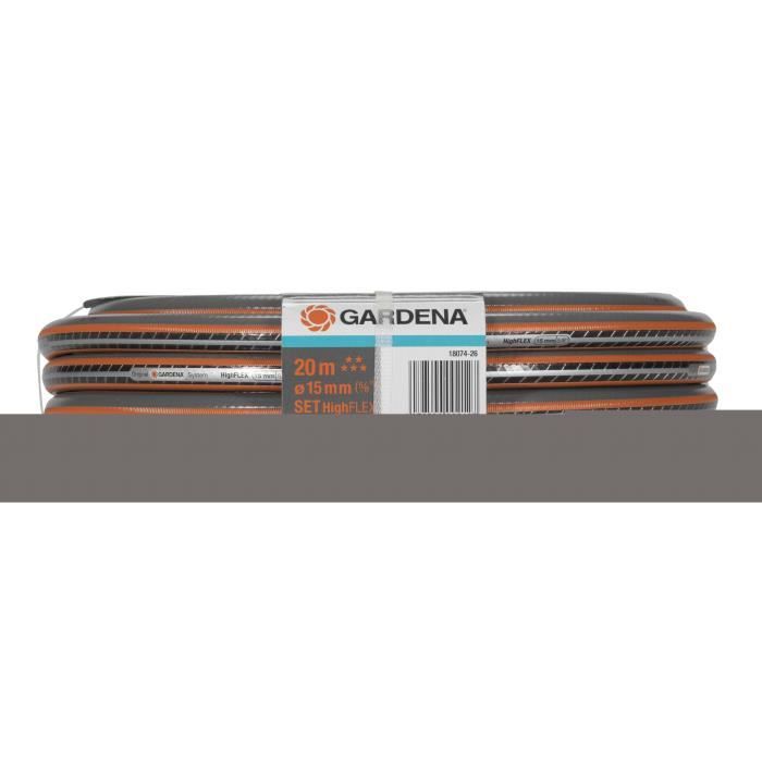 GARDENA Kit tuyau d'arrosage Comfort HighFLEX  Longueur 20m  Ø15mm  Anti noeud et indéformable  Garantie 20 ans (18074-26) - Paloma Tech