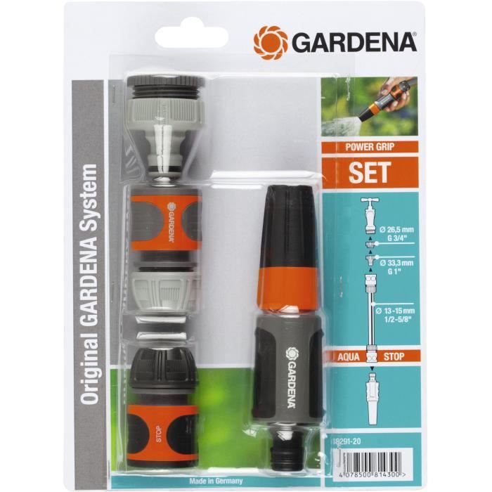 GARDENA Nécessaire de base Adapté tuyau Ø13mm et Ø15mm Compatibilité Original GARDENA System Kit complet Garantie 2ans - Paloma Tech