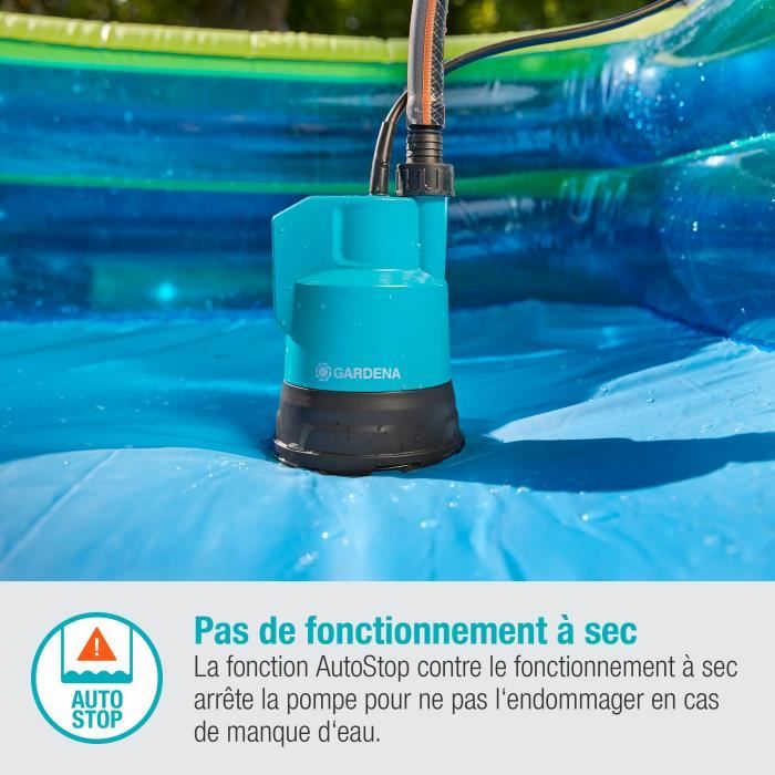 GARDENA Pompe immergée eau claire 200/2 Li-ion 18V P4A Débit max 2000l/h & pression max 2bar  Extension garantie 5 ans (14600-20) - Paloma Tech