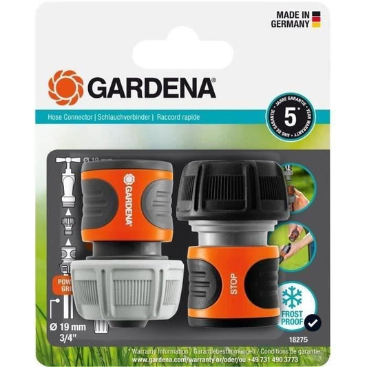 GARDENA raccords rapide et Aquastop Ø19 mmPour début et fin de tuyau Avec l'Original GARDENA SystemRésiste au get et UV - Paloma Tech