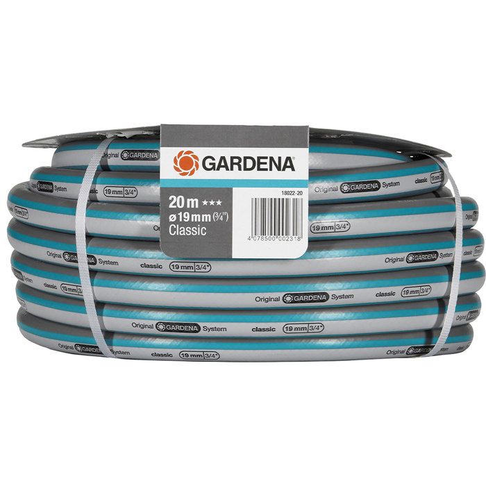 GARDENA Tuyau d'arrosage Classic  Longueur 20m  Ø19mm  Haute résistance pression 22 bar maximum  Garantie 12 ans (18022-20) - Paloma Tech