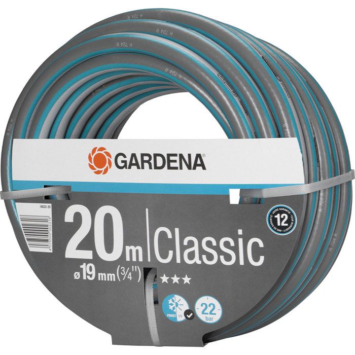 GARDENA Tuyau d'arrosage Classic  Longueur 20m  Ø19mm  Haute résistance pression 22 bar maximum  Garantie 12 ans (18022-20) - Paloma Tech